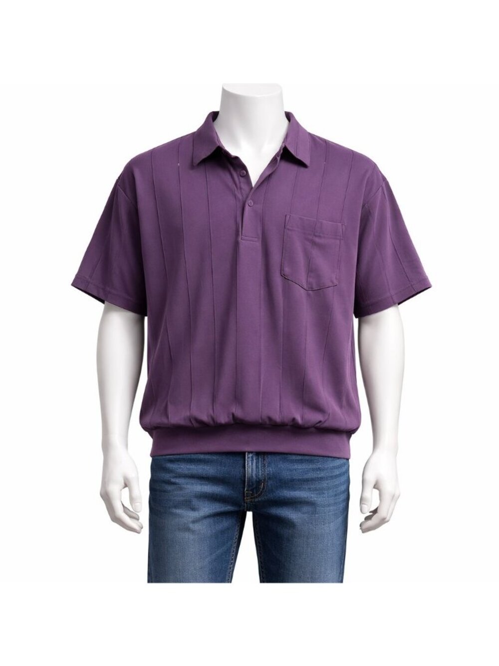 LD Sport Polo Shirt Mens Size Large Purple Short Sleeve Banded Waist Comfy